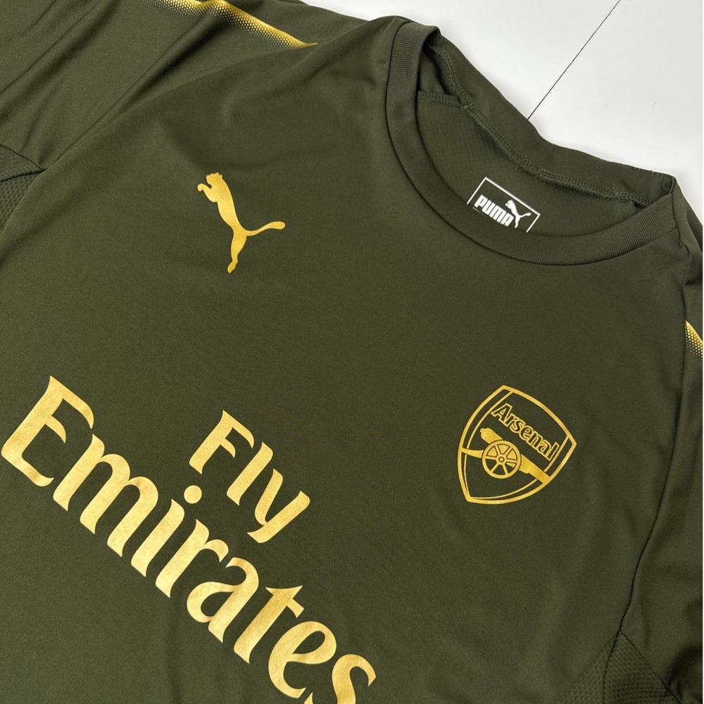 Puma Arsenal FC Fly Emirates 2019 Training Jersey Olive Green Gold Mens XL